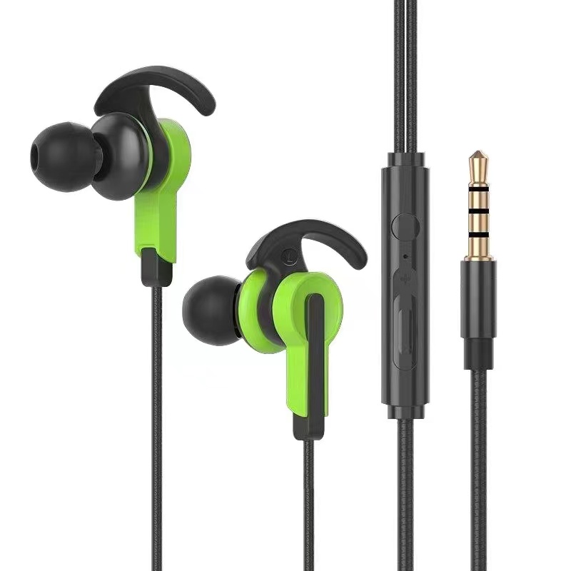 3.5Mm Met Microfoon In-Ear Headset Plug-In Game Mobiele Game Oortelefoon In-Ear Mobiele Telefoon Computer Bedrade Headset Microfoon Volume: green