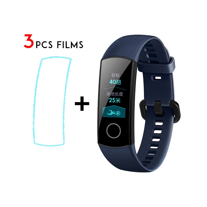 Original Huawei Honor Band 4 Standard Version Smart Wristband Color Screen Touch Pad Heart Rate Sleep Snap Monitor: Blue n 3 films