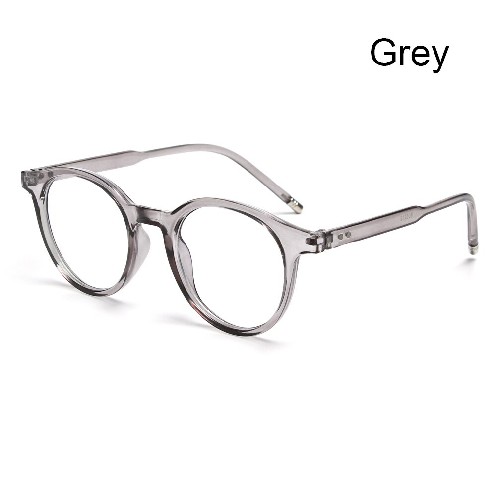 1 PC oeil bleu lumière bloquant lunettes ultraléger cadre rond optique lunettes cadres bloquant jeu plat miroir lunettes: 3- grey
