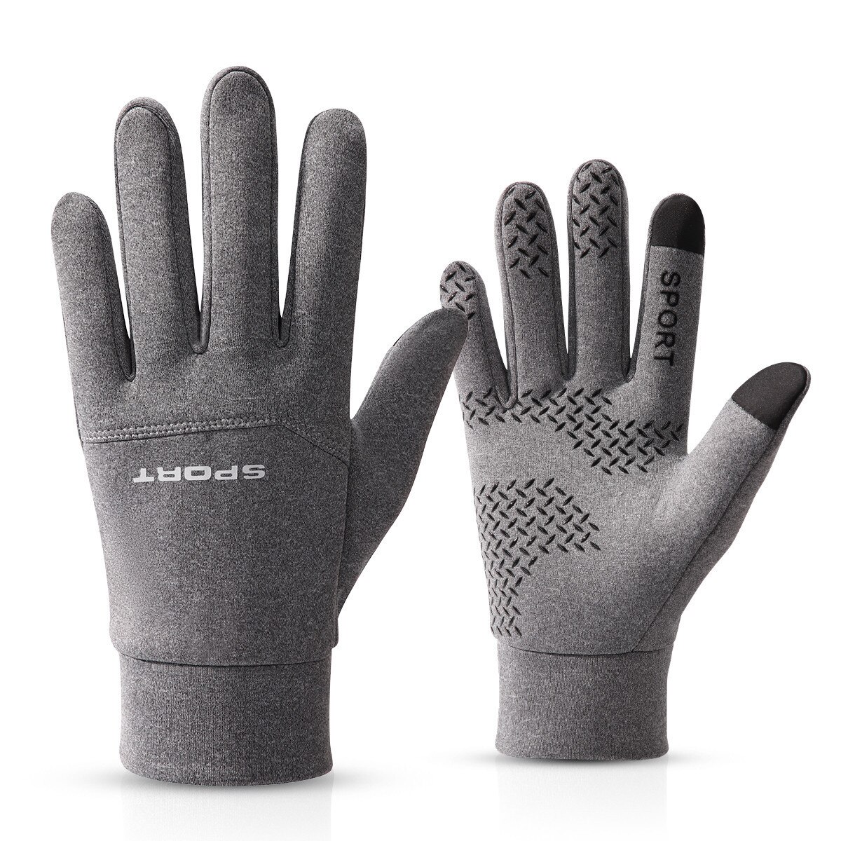Warm in Autumn and Winter Plush Touch Screen Waterproof Riding Skiing Cold Proof and Anti-Skid Exposed Fingers Men's Glove: 3