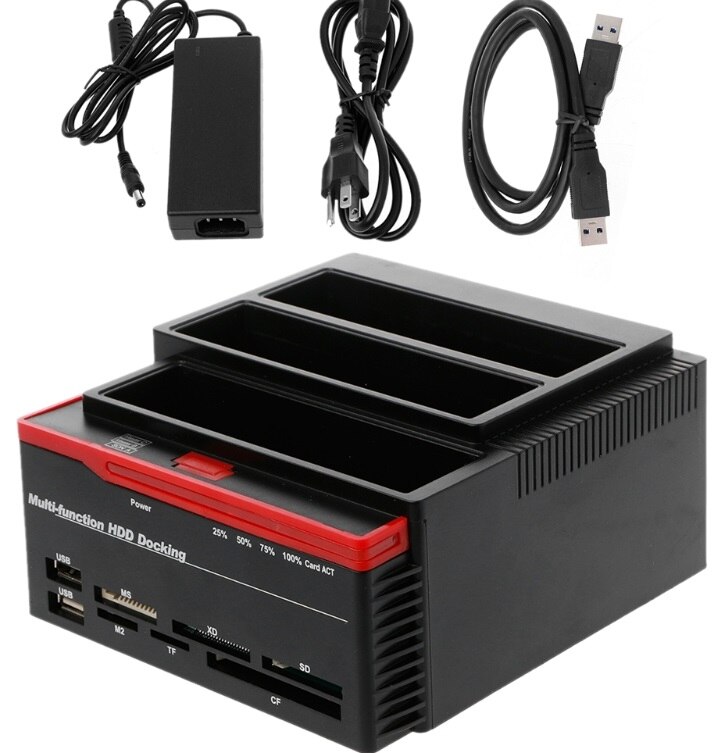 USB3.0 Naar Sata Ide Externe 2.5 "/3.5" Hdd Docking Station Kaartlezer * Dls *: Black