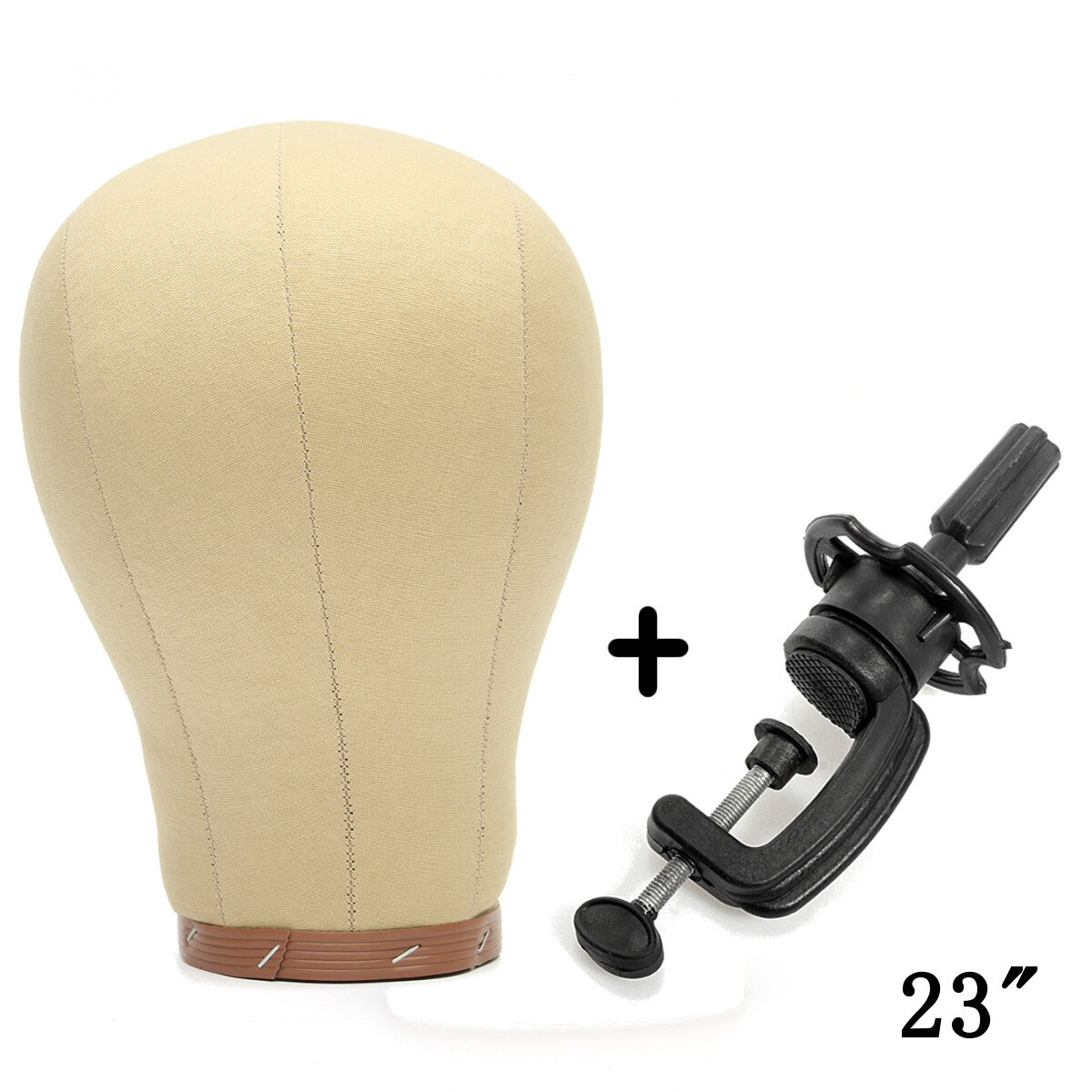 Training Mannequin Head Canvas Covered Plastic Foam Filled Block Head Display Styling Mannequin Manikin Head Wig Stand 22-23": 23 inch