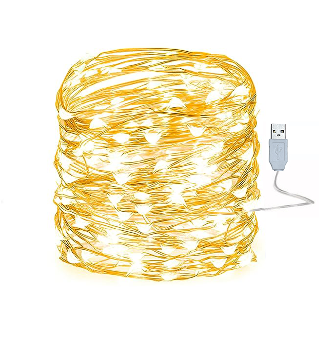 10/20M USB LED-lichtslingers Koper Zilver Draad Garland Licht Waterdicht Kerstverlichting Voor Kerst Bruiloft Decoratie: Warm White / 350W
