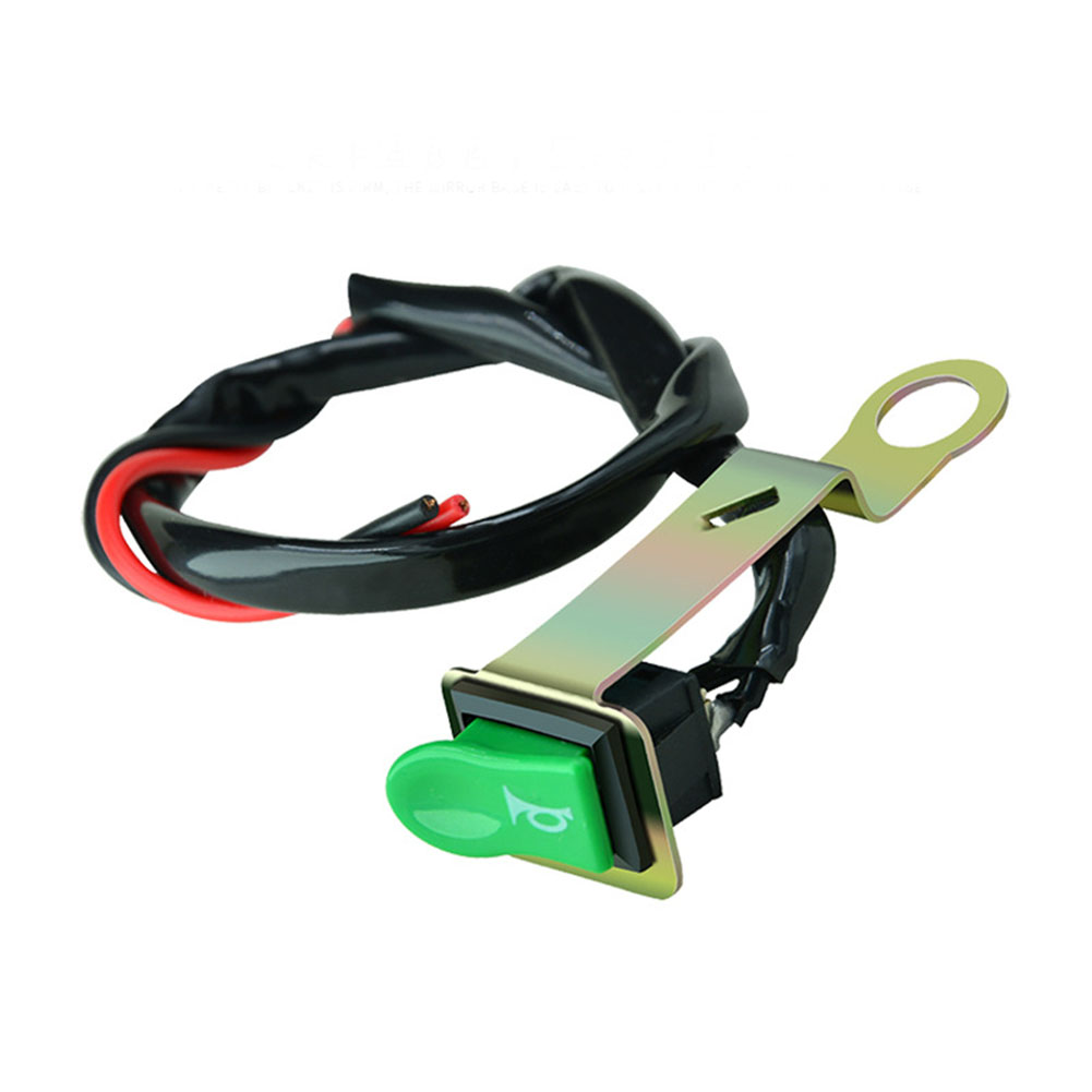 Motorcycle Push Switch Button Handlebar Refit Switch 12v-24v 5a Green Speaker Switch With Bracket For Cars E-Bike Motorcycle