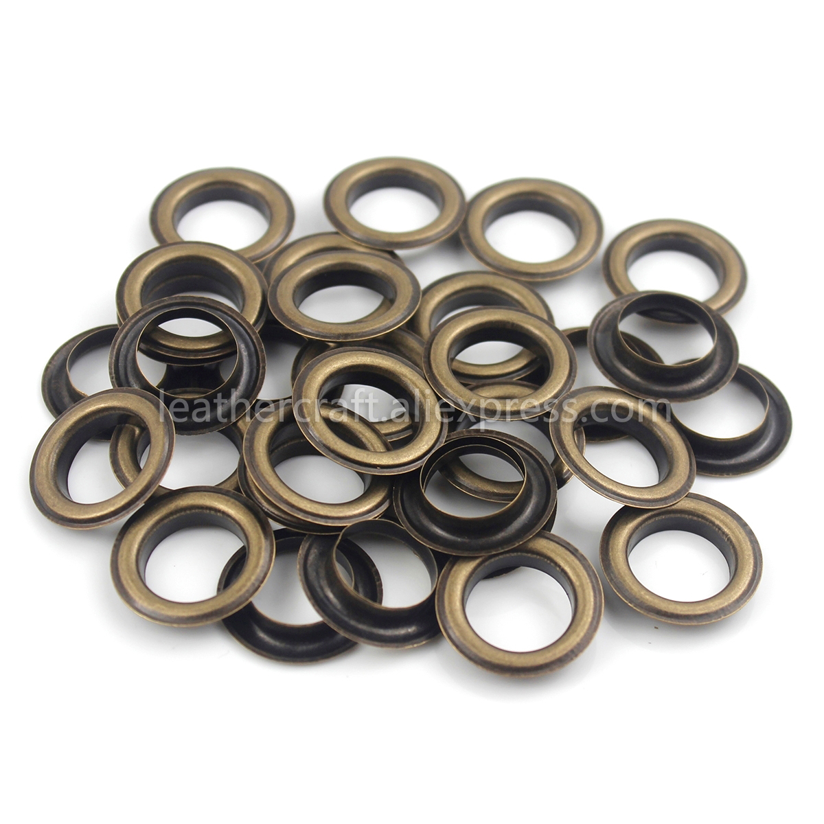 100 uppsättningar 17mm mässingsögla med bricka 1400#  läder hantverk reparation genomföring runda ögonringar för skor väska kläder läder bälte hatt