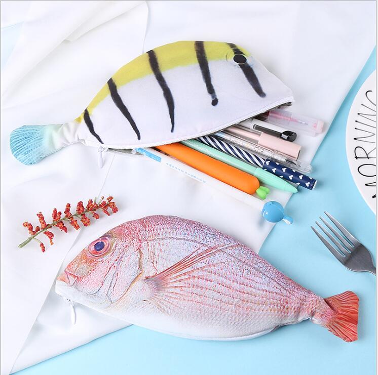 Fish Shape Pencil Bag Cute Korea Personality School Pencil Case For Students Supplies Stationery Pencil Case Holder