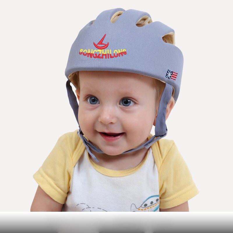 Baby Helm Hoed Baby Hoofd Bescherming Kids Walk Anti-Collision Katoen Mesh Zachte Verstelbare Kinderen Peuter Cap Jongen meisje: Gray