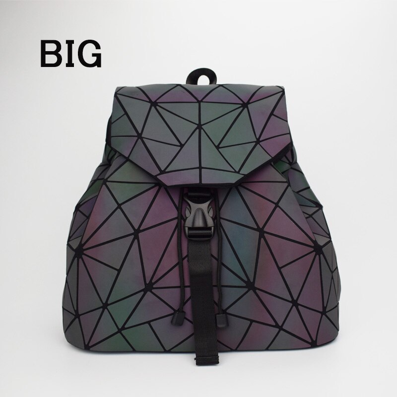 Neue Leucht Frauen Rucksack Schule Hologramm Geometrische Falten Schüler Schule Taschen Für Teenager Mädchen holographische Sack a dos: leuchtend groß A