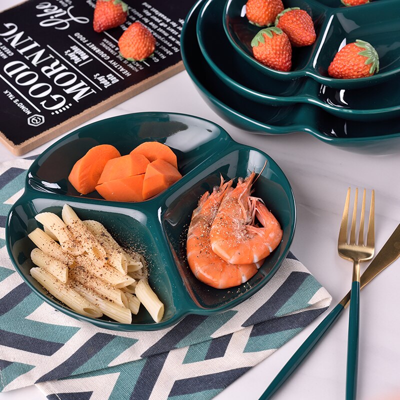 （7 Inch）Ceramics Compartment plate serving platter Wedding Birthday Fruit Nut Plate Kitchen Utensils Porcelain