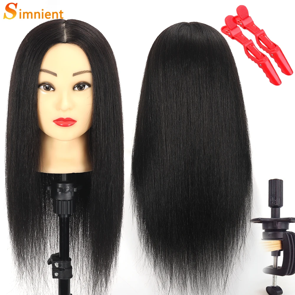 Human Hair Doll Head For Hairstyle Training Head Kit Mannequin Head Styling To Practice Curl Iron