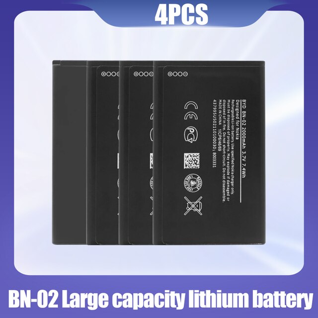 1-20 stück 3.7v bn -02 bn 02 bn02 für wiederaufladbare lithium-batterien nokia  xl 4g rm -1061 rm-1030 ersatz-handyakkus: 4 stck.