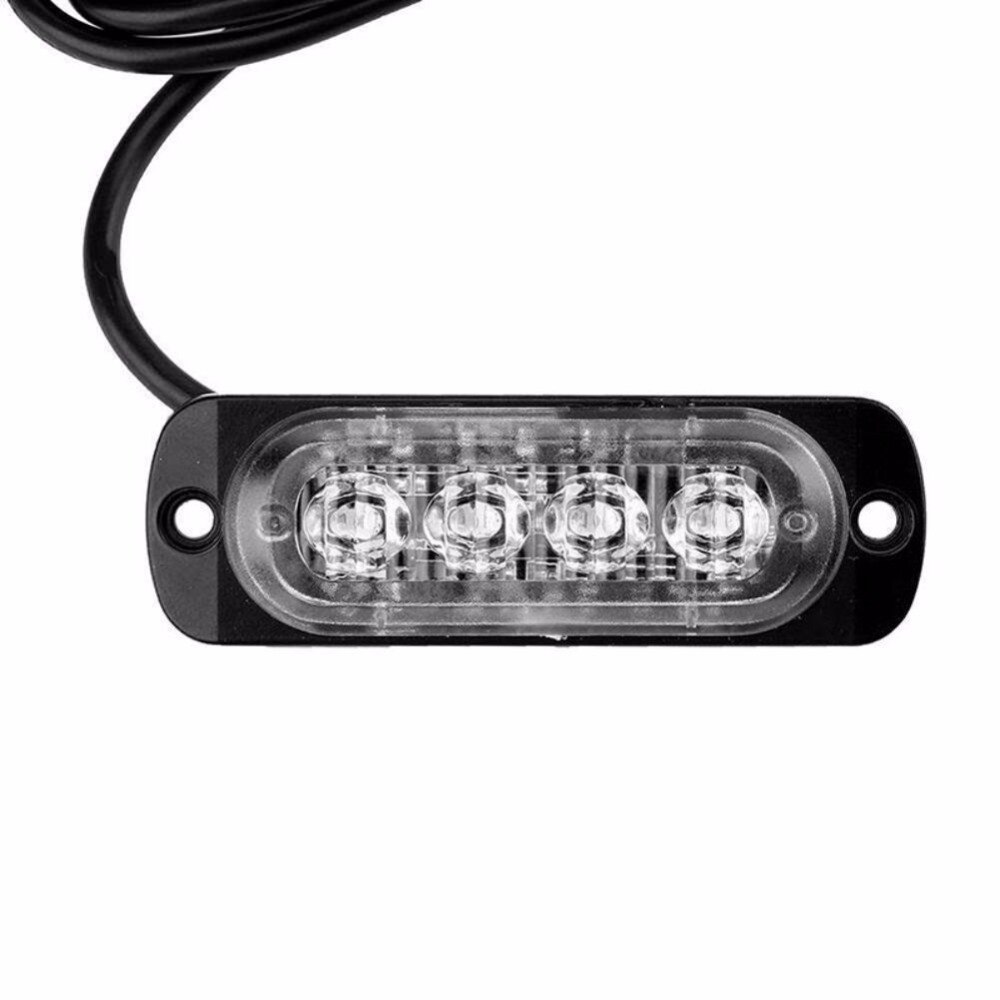 Voyant stroboscopique 12V-24V 4 LED, clignotant, lumière stroboscopique, lumière d'urgence pour voiture et camion, lampe de signalisation ambre