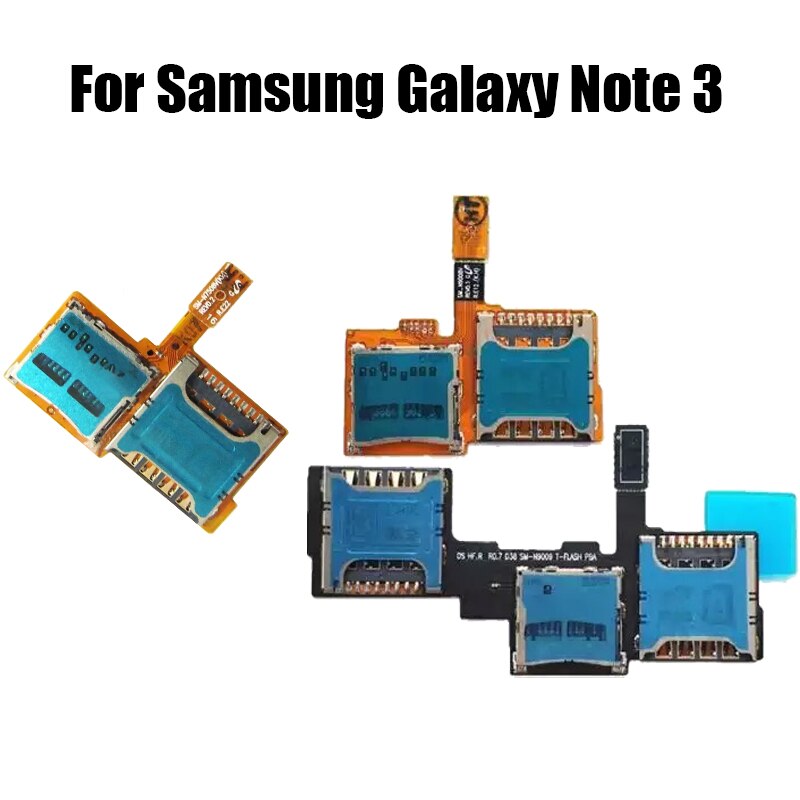 Micro Sd Memory + Sim Card Reader Houder Socket Slot Tray Flex Kabel Voor Samsung Galaxy Note 3 N9002 N9009 n7508 N9006 N9008 V S