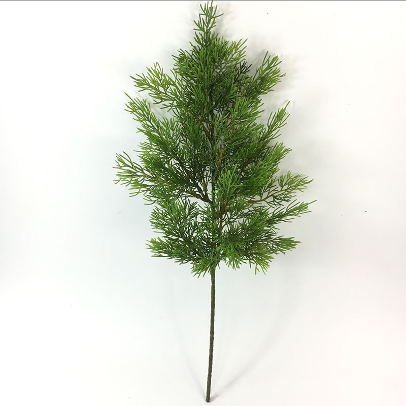 Konstgjord grön cypress träd blad tall nål lämnar gren jul bröllop hem kontor hotell dekoration