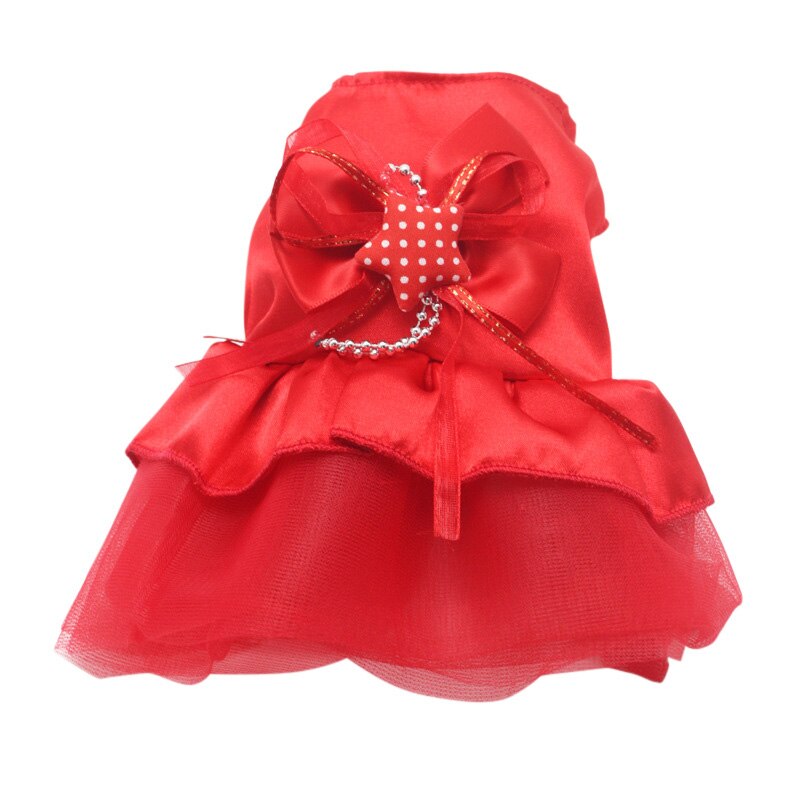 Verano ropa para mascotas vestidos perros encaje Z boda Vestido pequeño perro falda Mini princesa ropa: Rojo