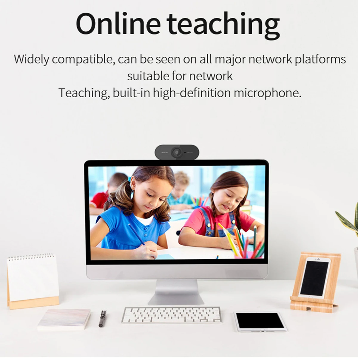 Webcam para computador com 1080p câmeras usb hd e suporte para microfone, ideal para desktops e laptops, perfeita para videoconferências ao vivo.
