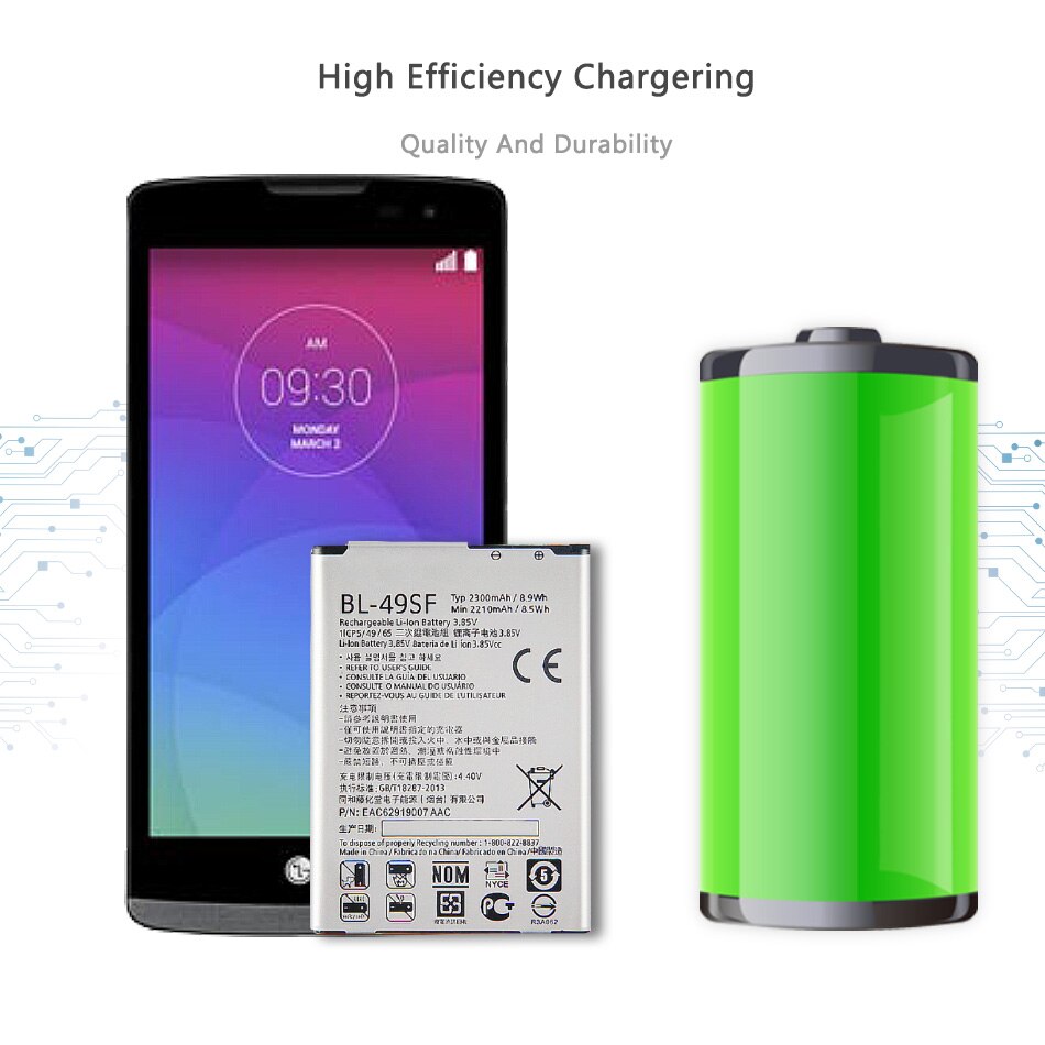 Handyakku bl -49sf für lg  h735t h525n g4 mini  g4 beat  g4s h736, ersatzakkus 2300 mah