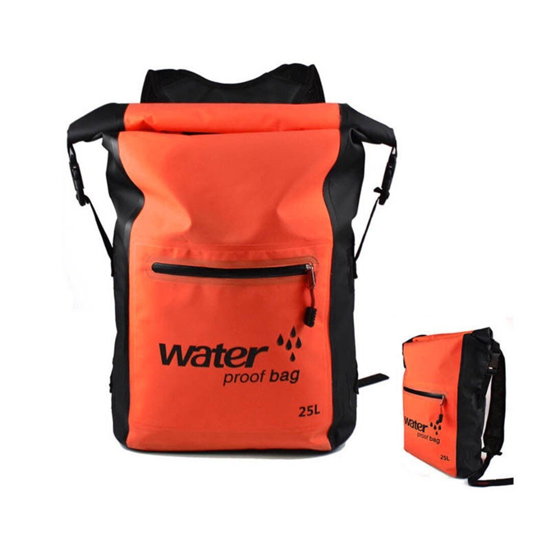 25l vandtæt tør rygsæk sport kano kajak surfing rygsæk opbevaringstaske mænd kvinder svømning fitness strand ocean taske: Orange