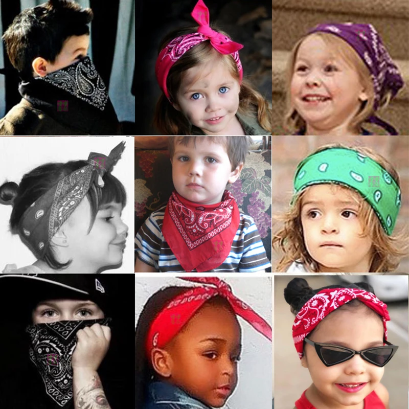 mujer Bandana bufanda niñas niños Punk pañuelos cuadrados sombreros bohemio pañuelo para la cabeza diademas accesorios para el cabello