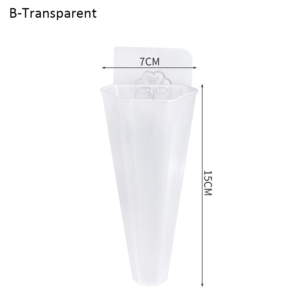 Nordic Plastic White Vases PP Transparent Wall Mount Flower Base Garden Supplies Home Hanging Flower Planter Pots Decor Vases: Transparent B