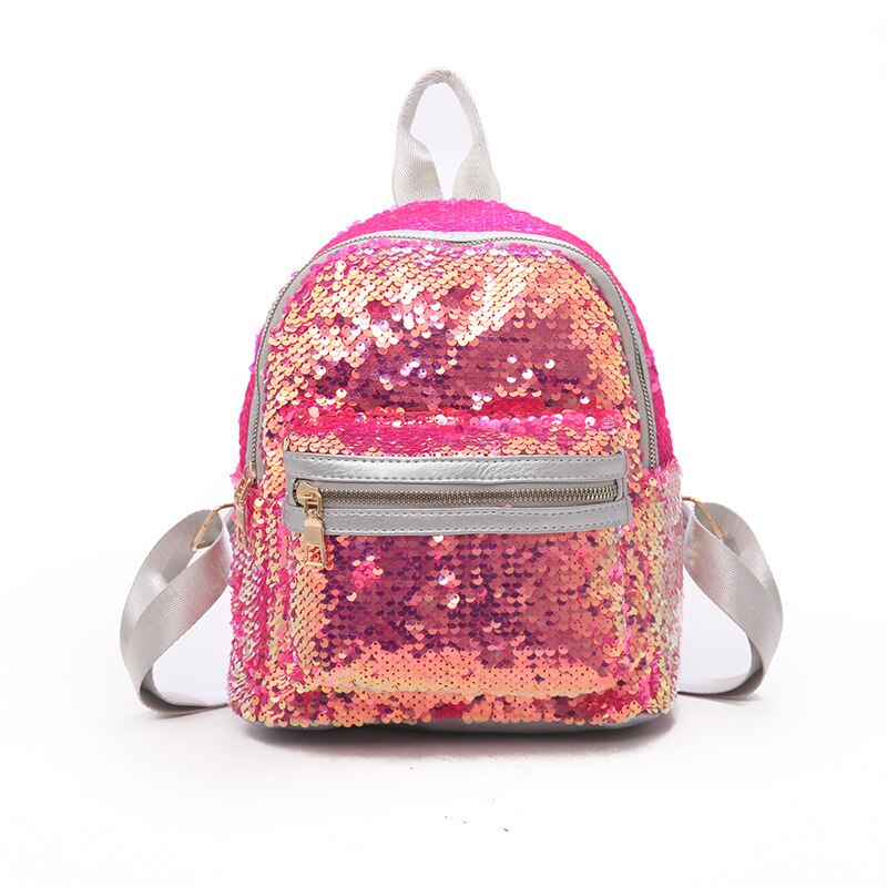 Glitter Women Sequins Backpack Teenage Girls Travel Shiny Backpacks Bags Bling Rucksack School Bags mini Backpacks: Heißer Rosa