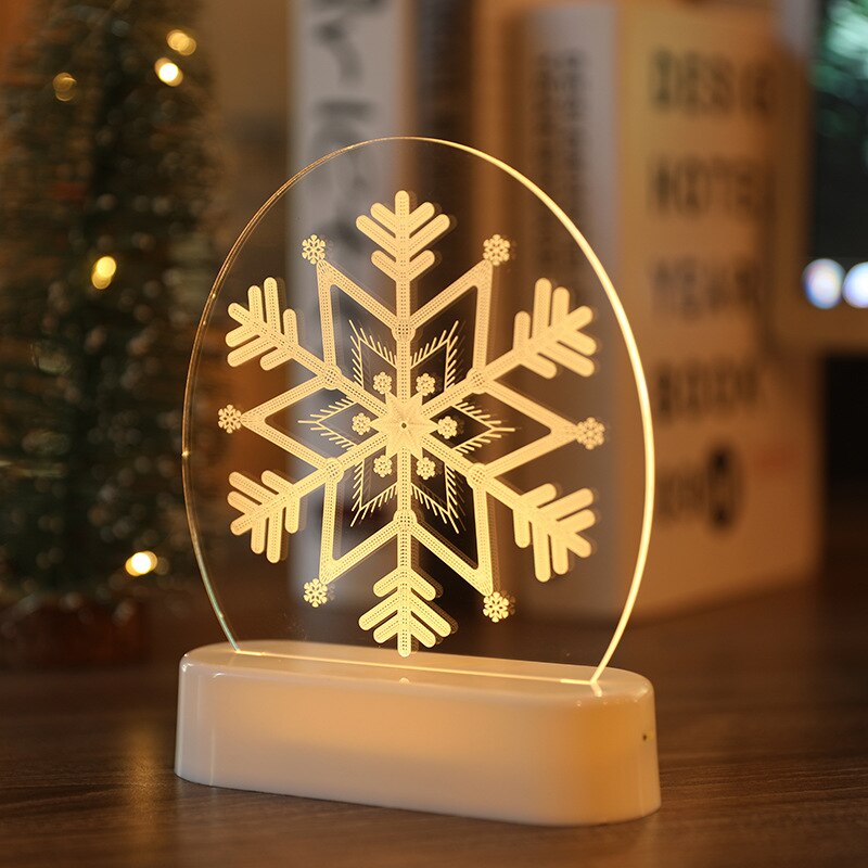 1Pc Usb Power Nachtlampje Led Herten Sneeuwpop 3D Acryl Tafellamp Slaapkamer Decor Lamp Kerst Decoratie: 07