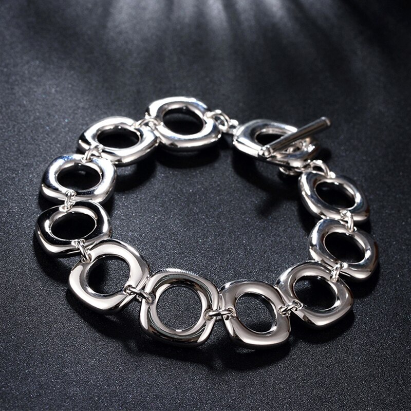 925 Silver Square Toggle Clasp Bracelets Chains For Men Silver Jewelry