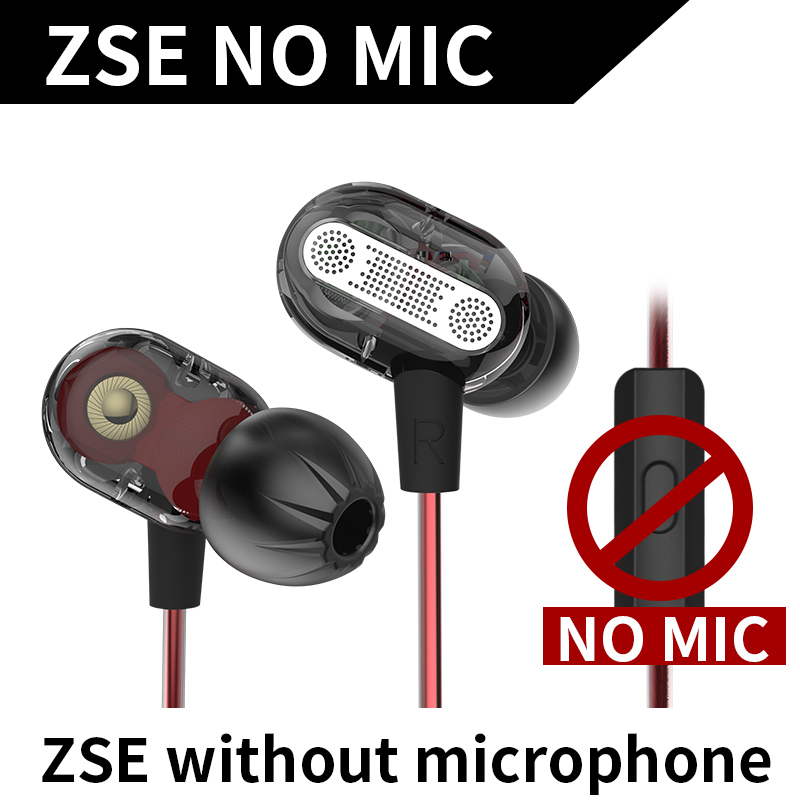 Kz Zse Hifi Bass Sport In-Ear Oortelefoon Dynamische Driver Noise Cancelling Headset Hifi Oordopjes AS10 Zst ZS3E EDR1 ED9 Zsn AS10 ZS10: black no mic