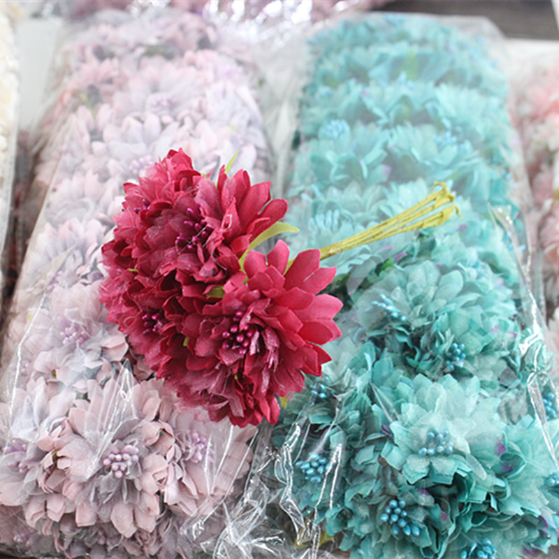 48 stykker rayon nellike buket brude boutonniere tilbehør gør-det-selv krans materiale jule bryllup scene dekoration