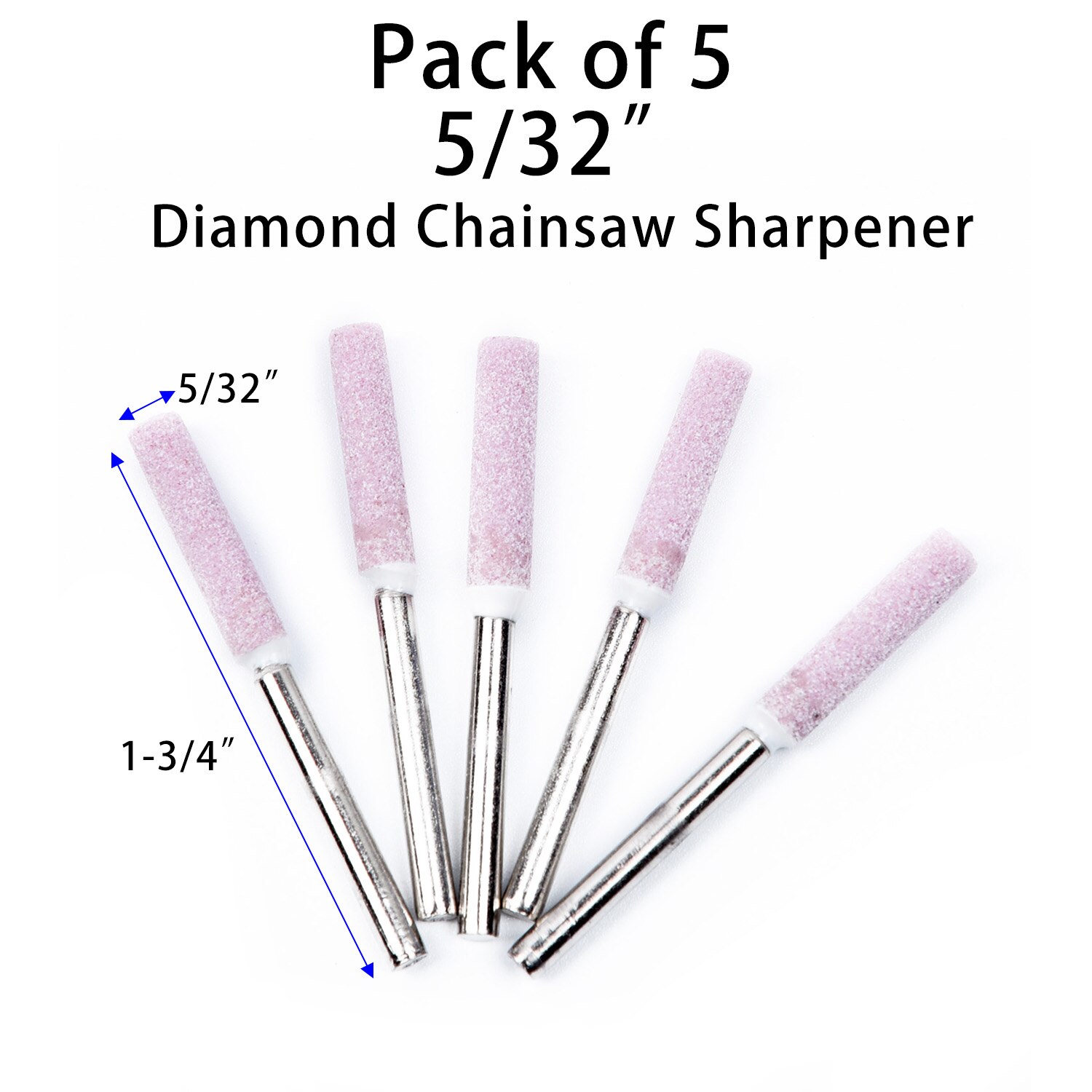 Chainsaw Chain Sharpener Bits Diamond File 5 Pack 5/32" Replace Sharpening Tool