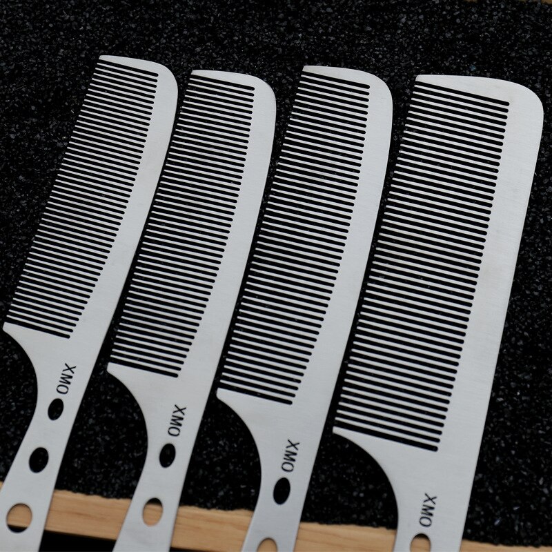Brainbow 1PC Titanium Stalen Kam Professionele Salon Haar Kappers Antistatische Kappers Kam Ultra Dunne Haarborstel voor Mannen