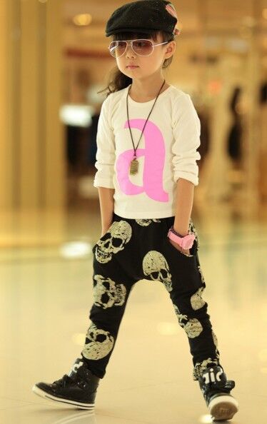 Autumn Boys girls Casual Long Pants Children Skull Printed Pants Harem Pants Children's casual pants