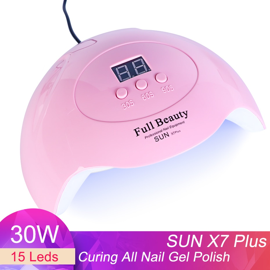 Lámpara de uñas UV LED 30W para manicura, juego de lámparas de Gel, luz solar, secado, barniz y esmalte de uñas, máquina híbrida TRSUN X7 Plus