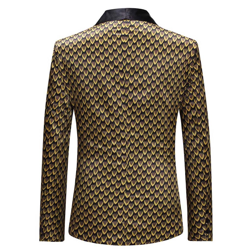JAYCOSIN Men's Printed Blazer - Single Breasted Notched Collar Casual Outwear