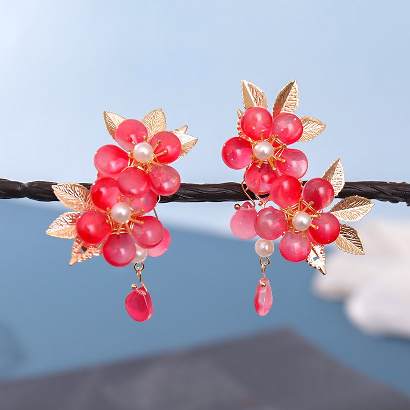 Cute Hairpin Hanfu Hair Accessories for Girls Women Red Hair Grips Barrette
