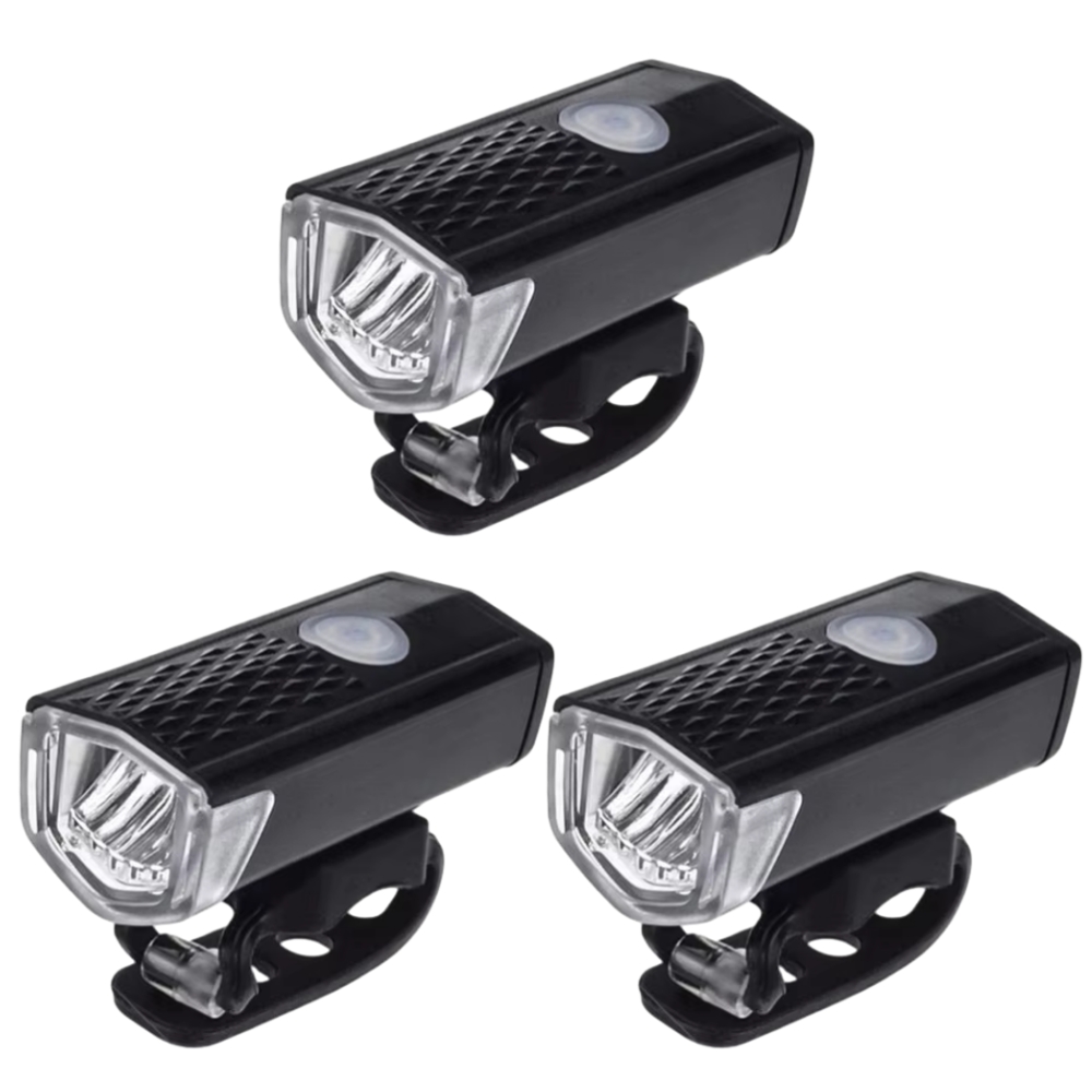 Faro delantero LED para bicicleta de montaña, linterna de advertencia, recargable vía USB, a prueba de lluvia, 1/2 piezas: Morado