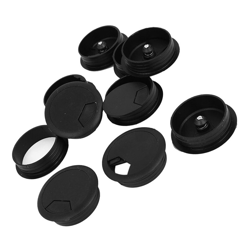 10 stk. rund plastdæksel kabelgennemføring huldæksel 50mm sort