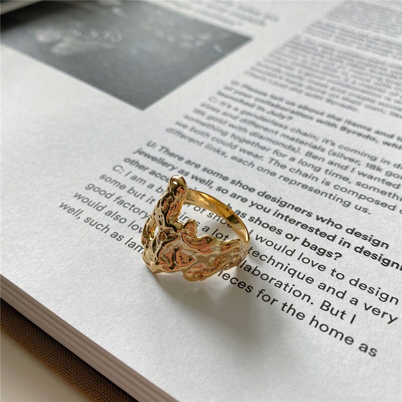 RUIYI Real 925 Sterling Silver Women Geometric Irregular Bump Mapping Rings Female Punk Hyperbole Niche Dysmorphism Open Rings