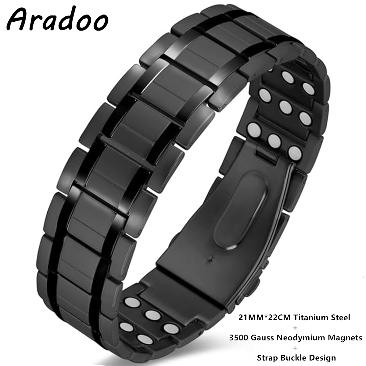 ARADOO koperen armband voor heren titanium staal 3x sterkte magnetische premium vouwsluiting armbanden: Donkergroen