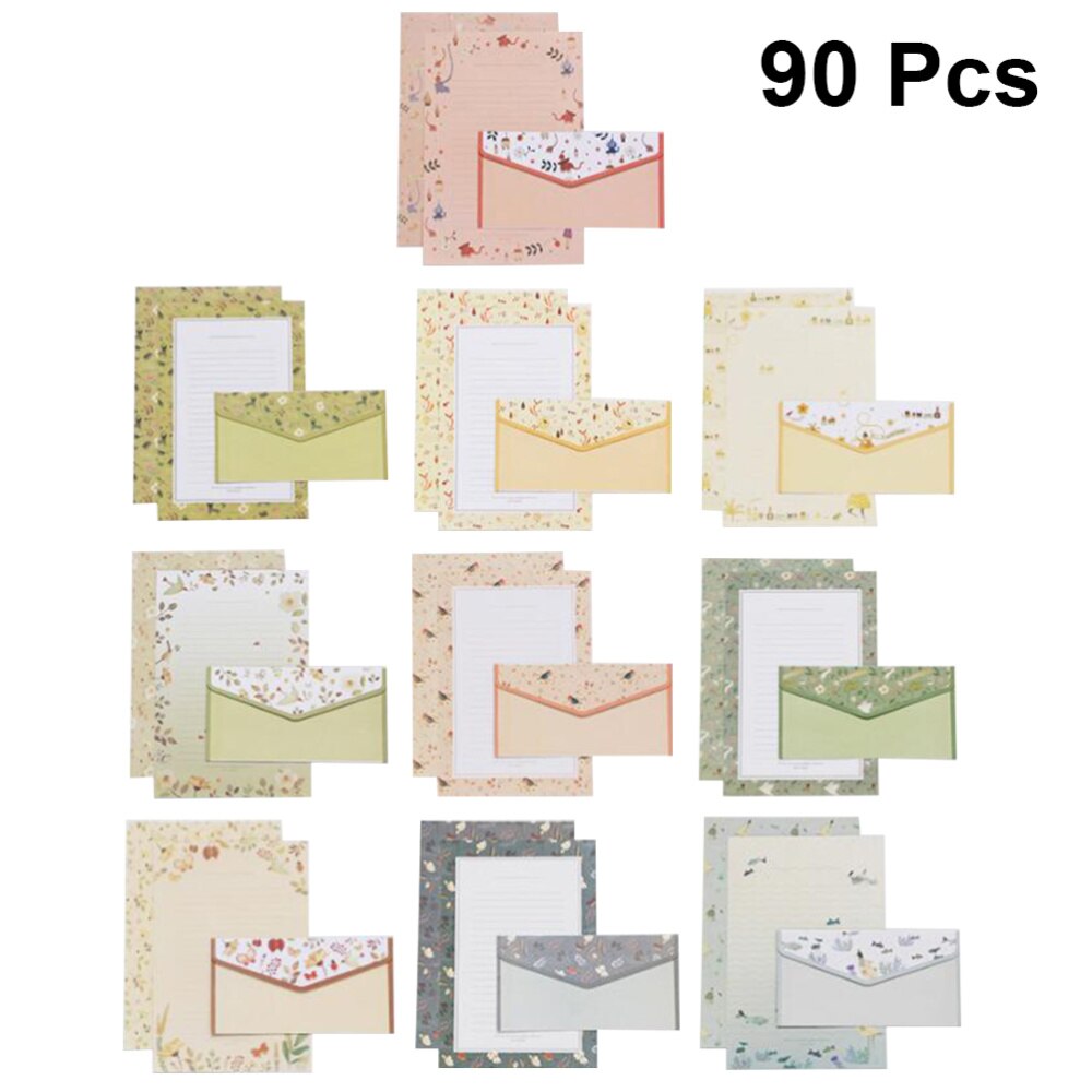 10Sets A5 Flower Printing Envelope and Letter Paper Lovely Writing Stationery Envelopes Kit (Mixed Pattern 30Pcs Envelop and 60P