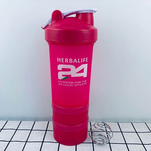 JOUDOO-bouteille de nutrition à l'herbalife 1000ml, pour shaker, pour lait, bouteille en paille, pour sport, gourde spatiale,: 500ml 24 rosepk