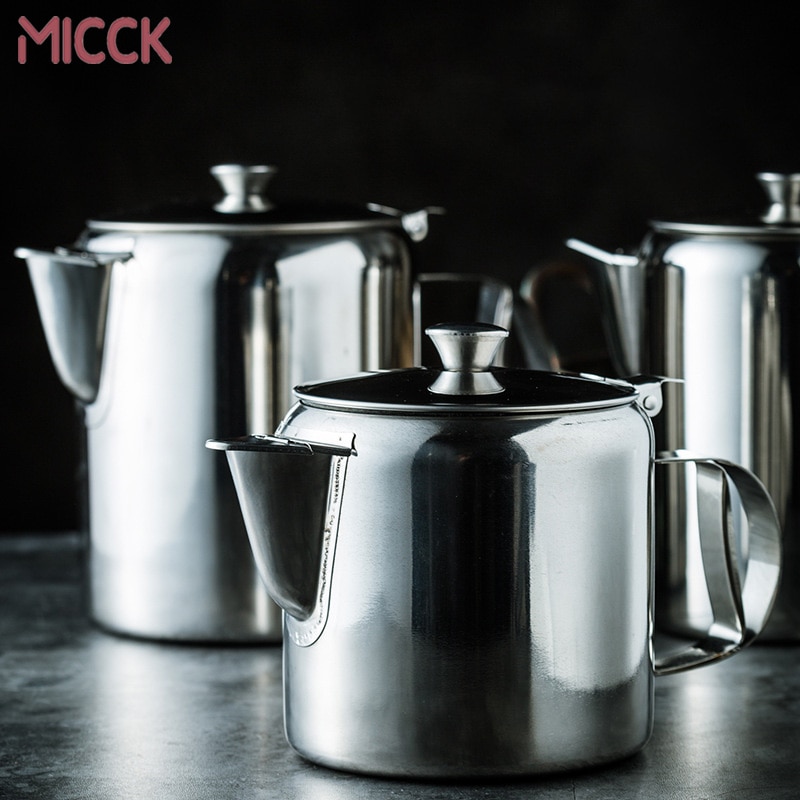 MICCK-cafetera portátil de acero inoxidable, tetera para café, jarra de leche, Barista, herramienta percoladora de Espresso