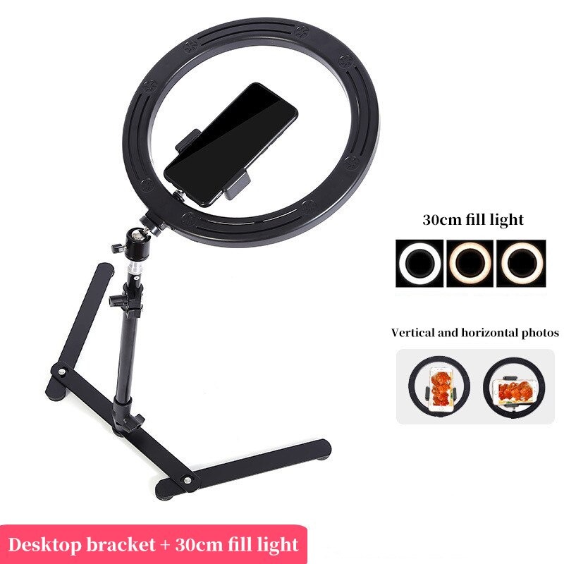 Fotografie Verlichting Vullen Ring Licht Lamp Telefoon Ringlicht Statief Stand Foto Led Selfie Met Bluetooth: 30cm set-1