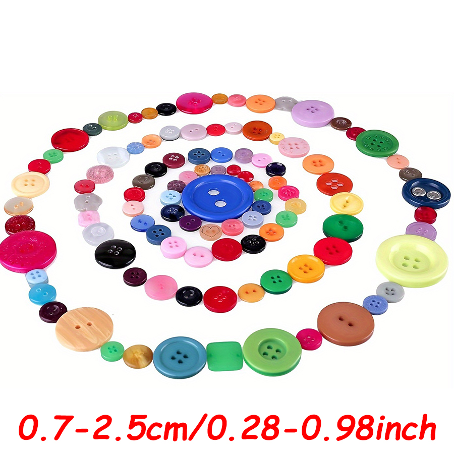 100 Uds. Botón redondo de plástico de Color 0,7-2,5 cm tamaños surtidos para manualidades DIY proyectos de costura accesorios de costura para el hogar