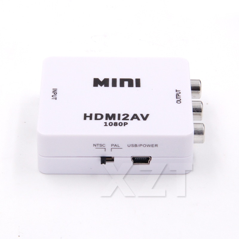 HDMI to AV Scaler Adapter HD Video Composite Converter Box HDMI to RCA AV/CVSB L/R Video 1080P Mini HDMI2AV Support NTSC PAL