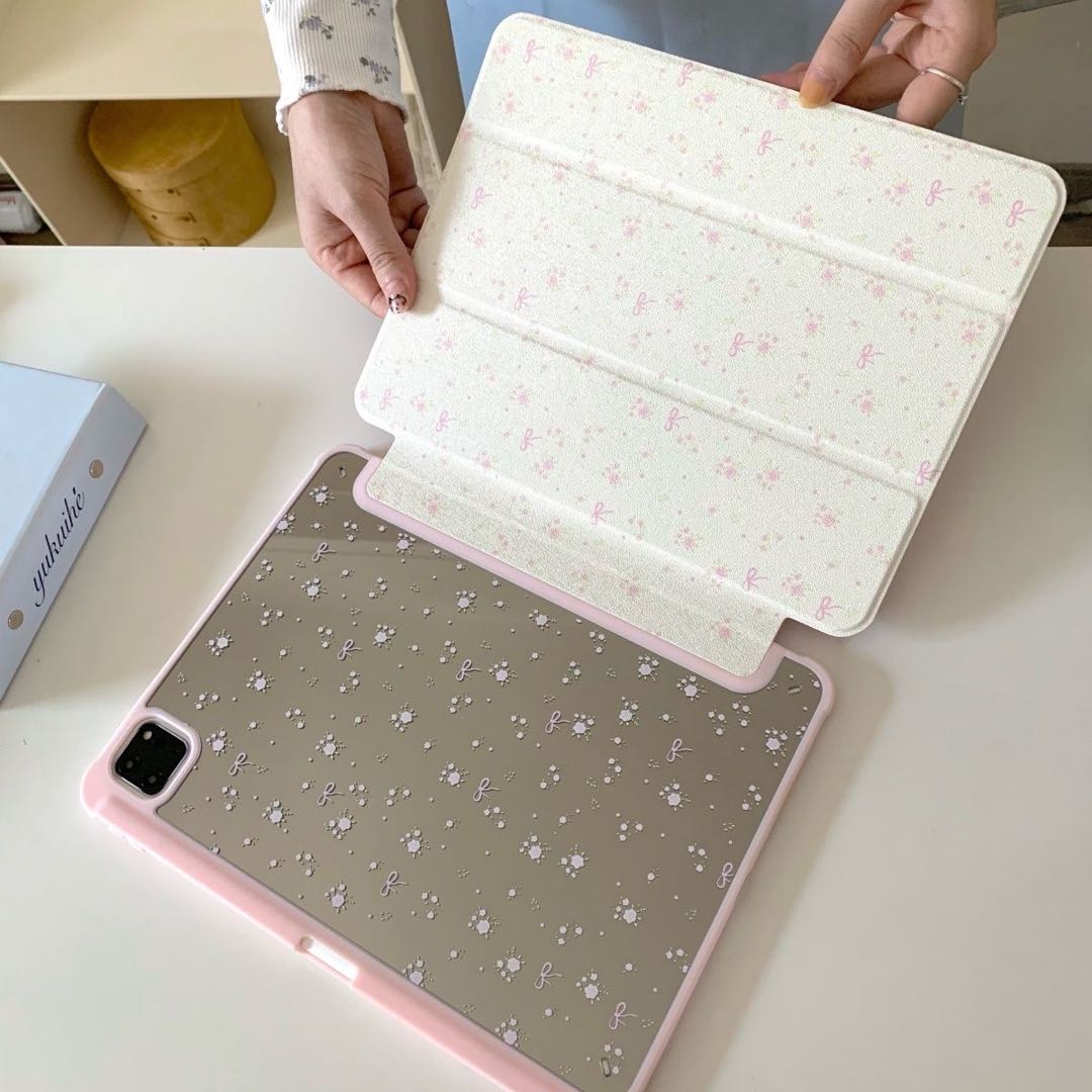 1pc Kleurrijke Bloemen Stand Tablet Beschermhoes Geschikt voor iPad 10.9/10.2/Air4/5/Pro11/10th/10.5 Case met Potlood Slot Houder: 6 / Champagne