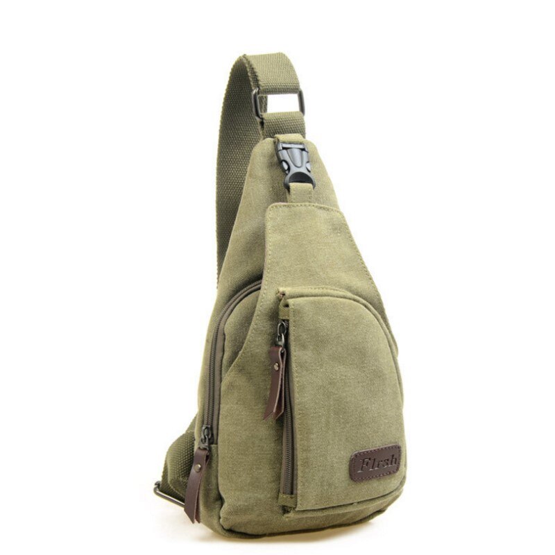 Sacoche multifonction pour hommes, sacoche multifonction, sac de poitrine pour voyage, sac à dos en toile, petit sac de voyage, décontracté: Vert armée / 16X6X31CM