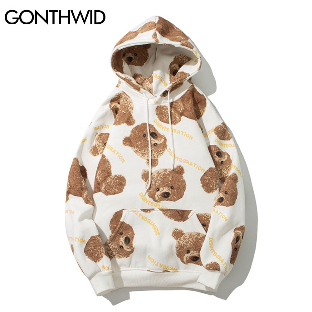 Gonthwid Hooded Sweatshirts Hip Hop Beer Print Fleece Hoodies Streetwear Heren Harajuku Casual Punk Rock Gothic Tops Uitloper Jas