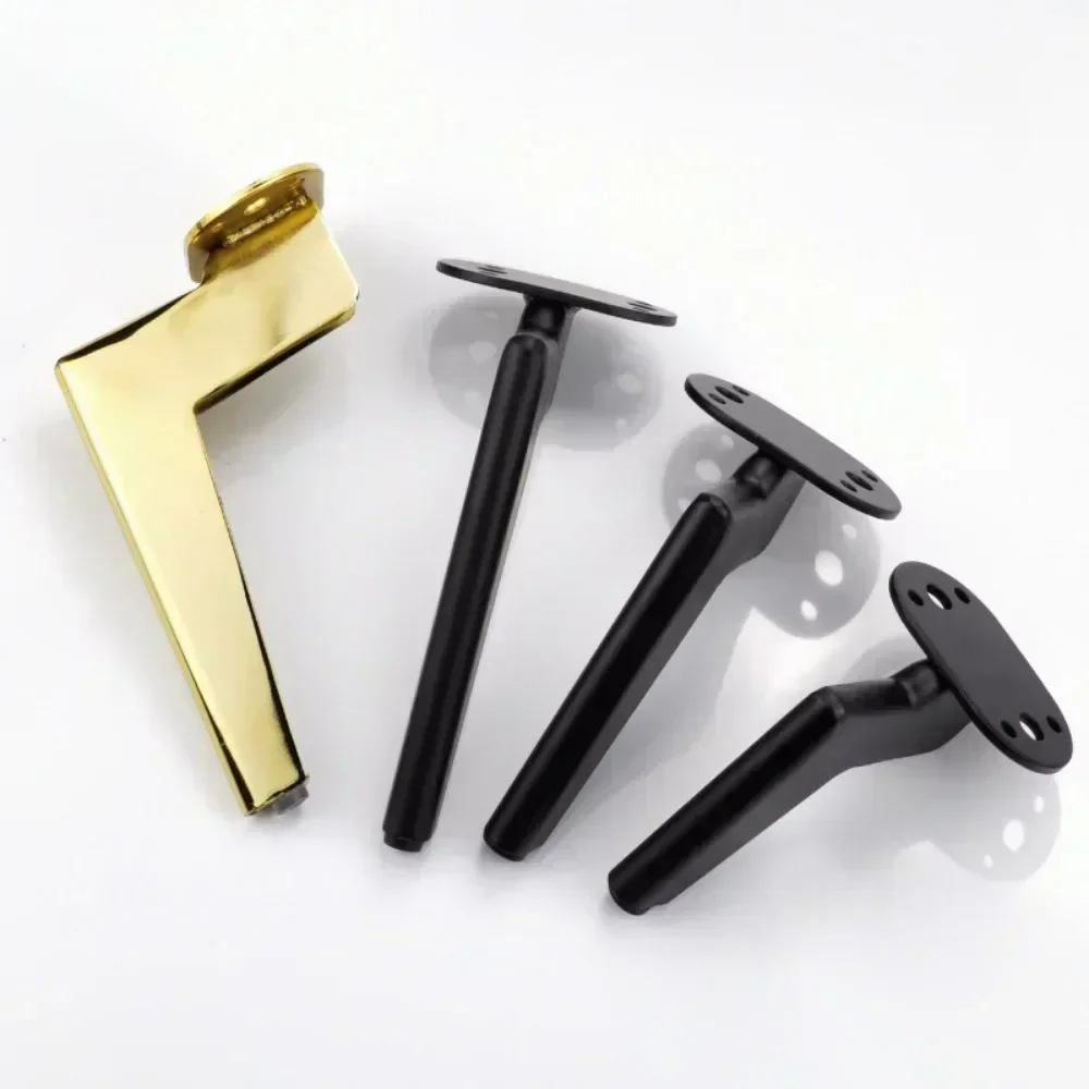 4 stk 15cm sofatilbehør, deler, møbelkomponenter, svarte, gylne møbelben, metall, sengeføtter, bordføtter, møbelben