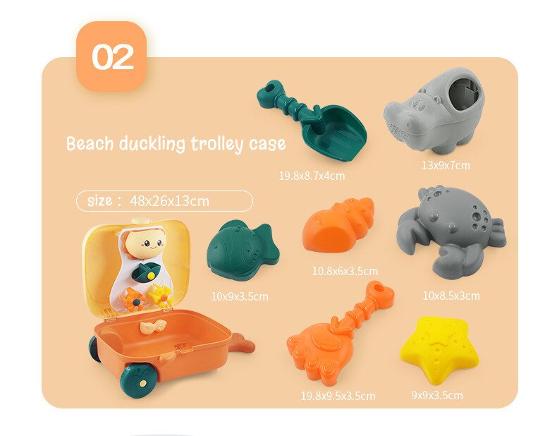 Storage beach shovel toy set children&#39;s mini trolley box play water play sand tool